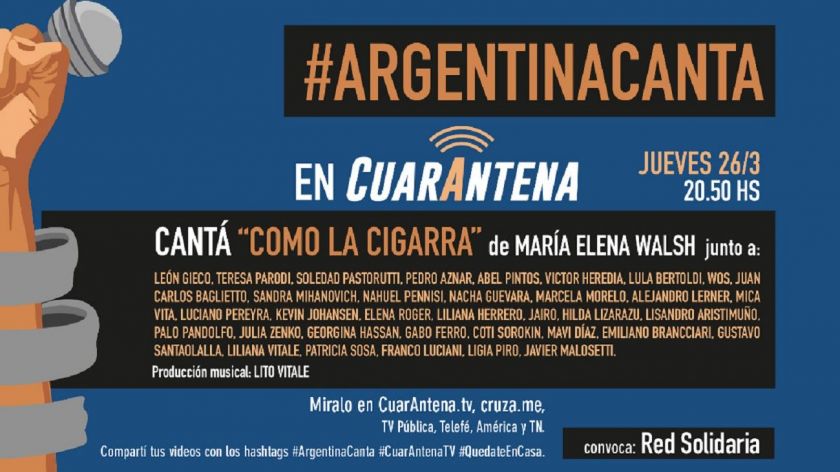 Argentina se une para cantar en cuarentena